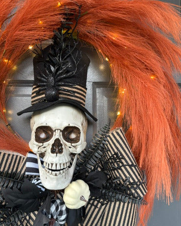 Halloween Wreath Skull and Lights