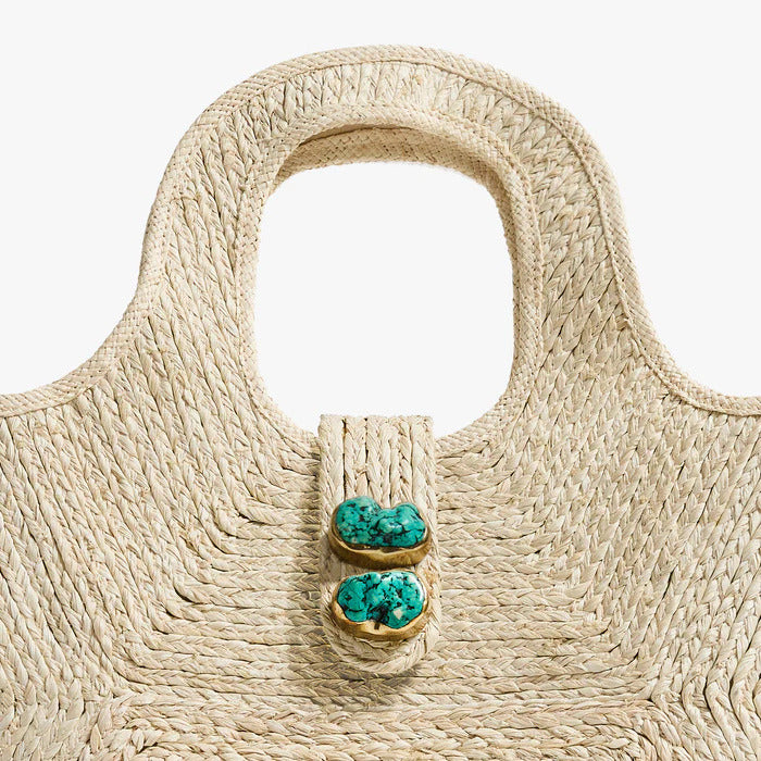 Lulu Woven Bag w/Turq Stones