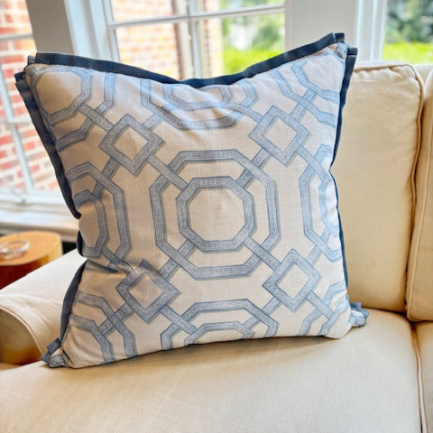 Blue Trellis 22" Pillow Pair