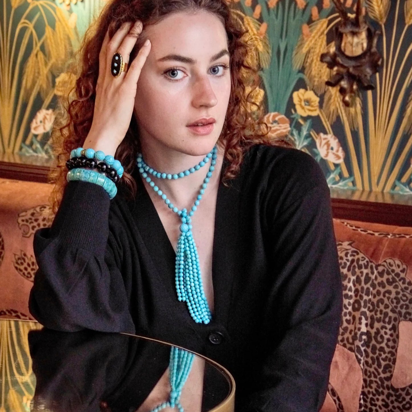 Turquoise Tassel Lariat Necklace
