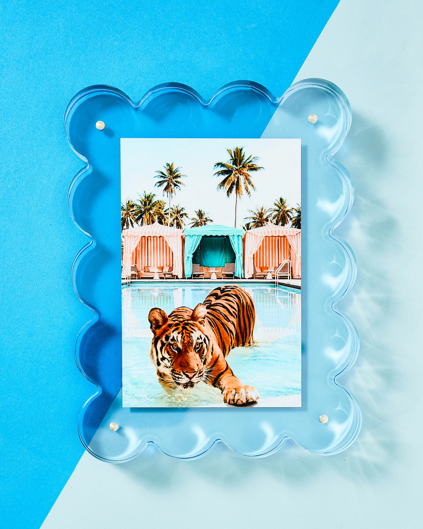 Neon Blue Scalloped Acrylic Frame