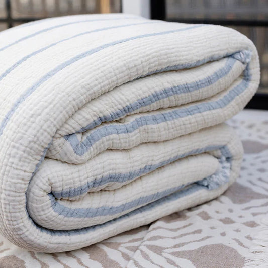 Blue Turkish Cotton Striped Throw