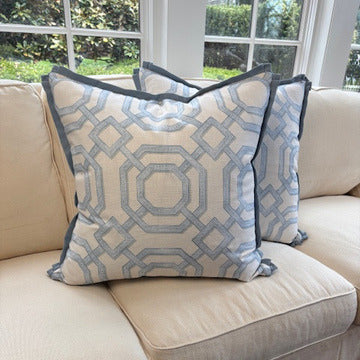 Blue Trellis 22" Pillow Pair