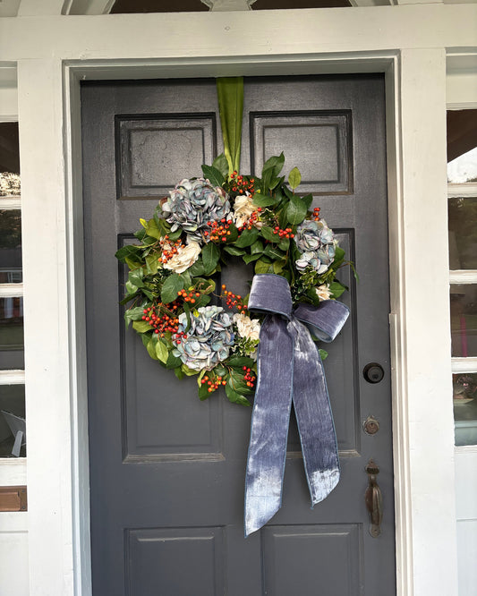 Hydrangea, Berry, Blue Velvet Wreath