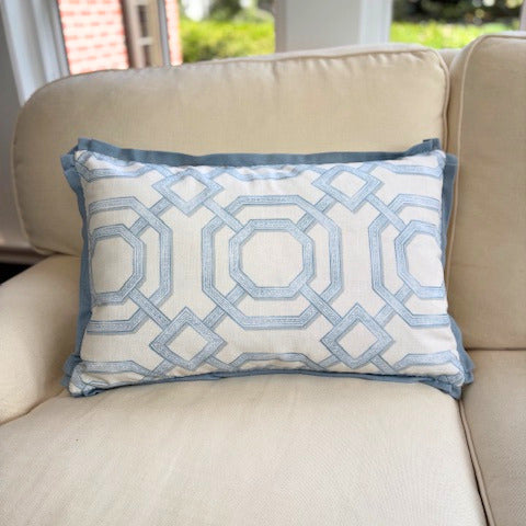 Blue Trellis Oblong Pillow
