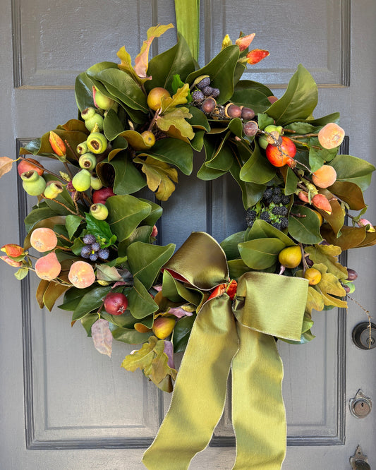 Fruit, Berries, and Magnolia Wreath