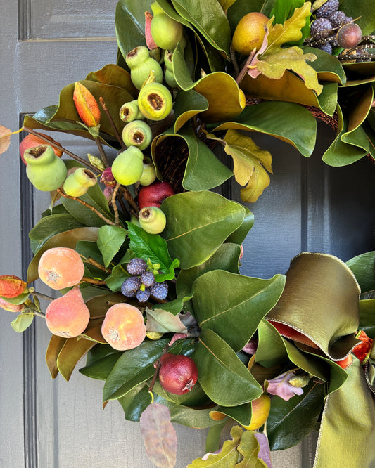 Fruit, Berries, and Magnolia Wreath