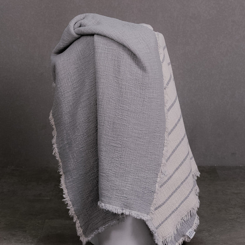 Grey Turkish Cotton Striped Throw