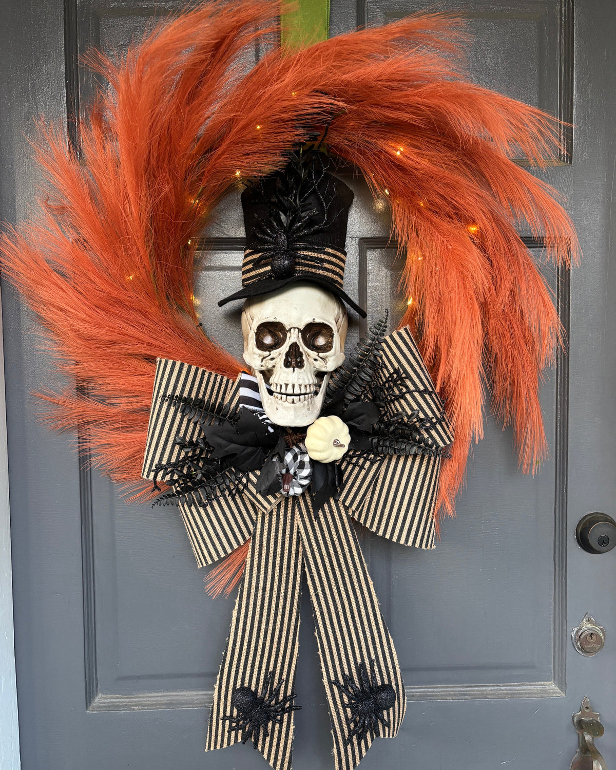 Halloween Wreath Skull and Lights