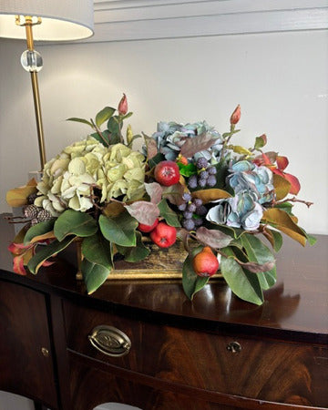 Hydrangea, Fruit & Fall Blooms in Mirrored Rect