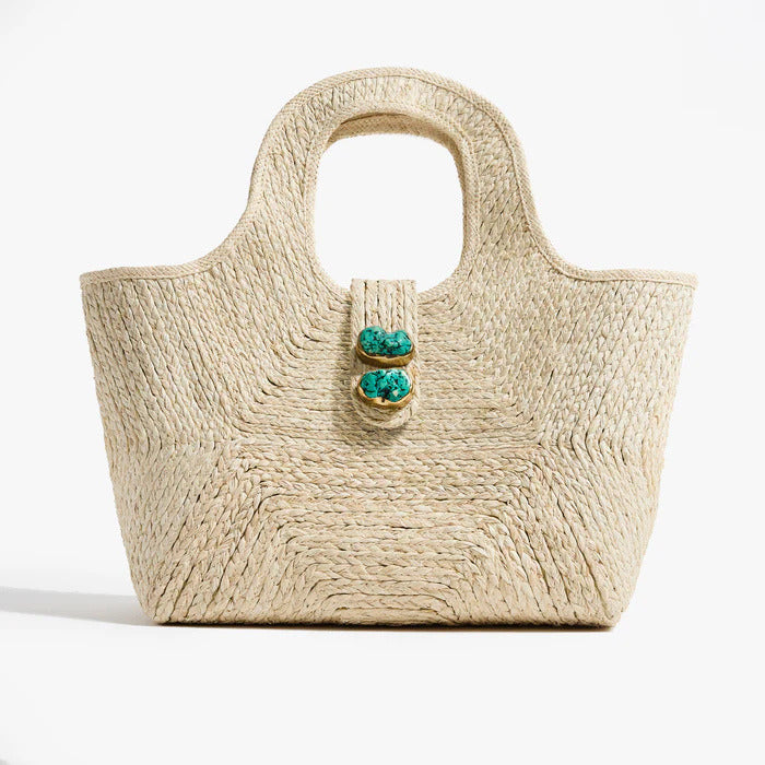 Lulu Woven Bag w/Turq Stones