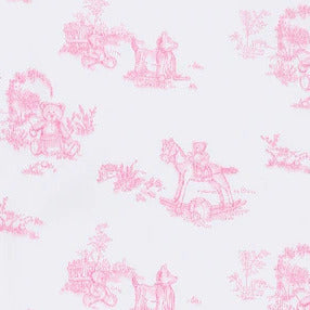 Pink Toile Zip Footie  3-6 mos