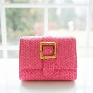Janie Straw Clutch in Hot Pink