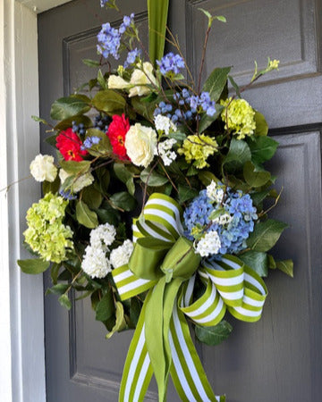 Zinnia and Hydrangea Wreath