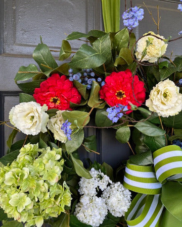 Zinnia and Hydrangea Wreath