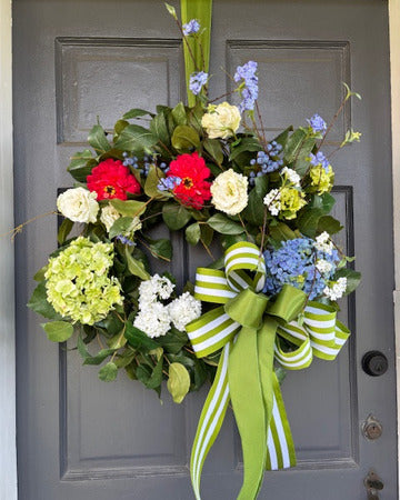 Zinnia and Hydrangea Wreath