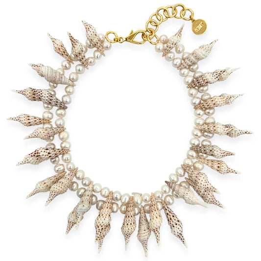 Pearl and Shell Double Strand Necklace