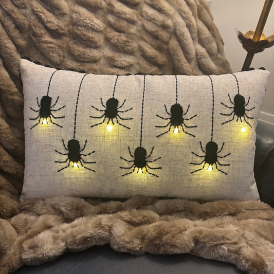 Halloween Light Up Spiders Pillow