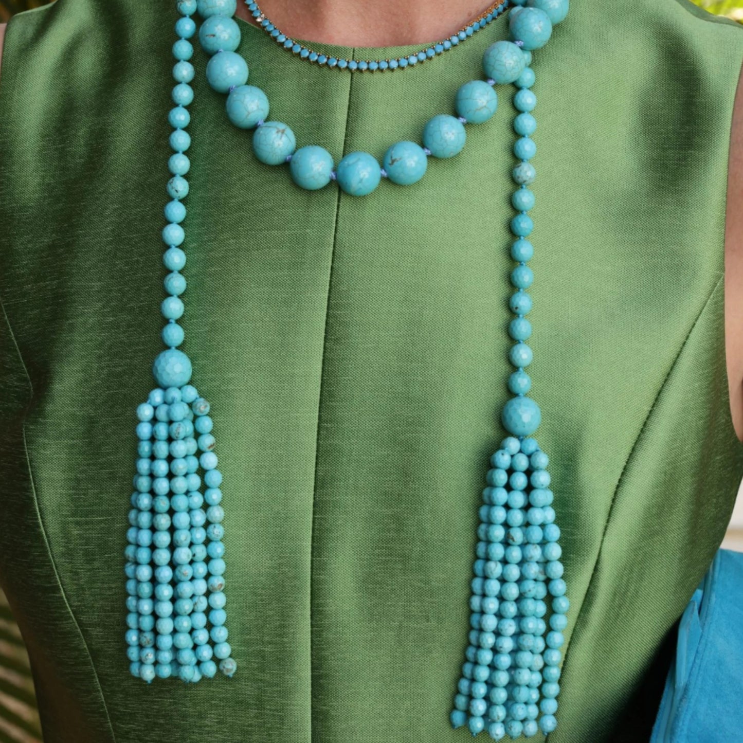 Turquoise Tassel Lariat Necklace