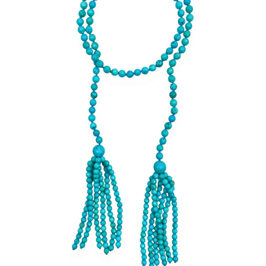 Turquoise Tassel Lariat Necklace